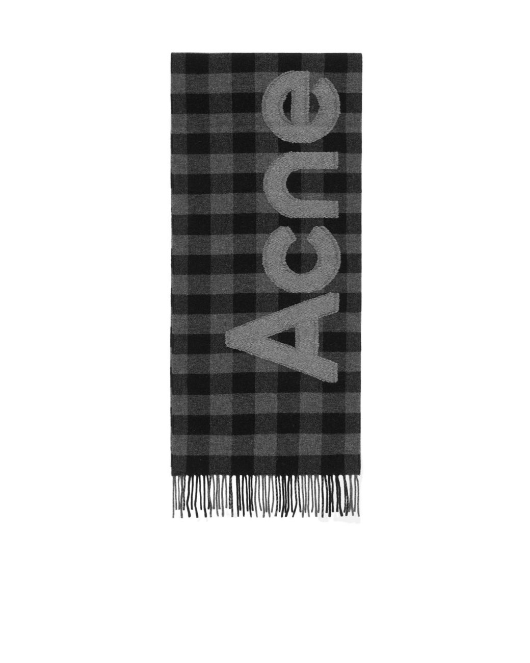 Acne Black Gingham Logo Scarf for men