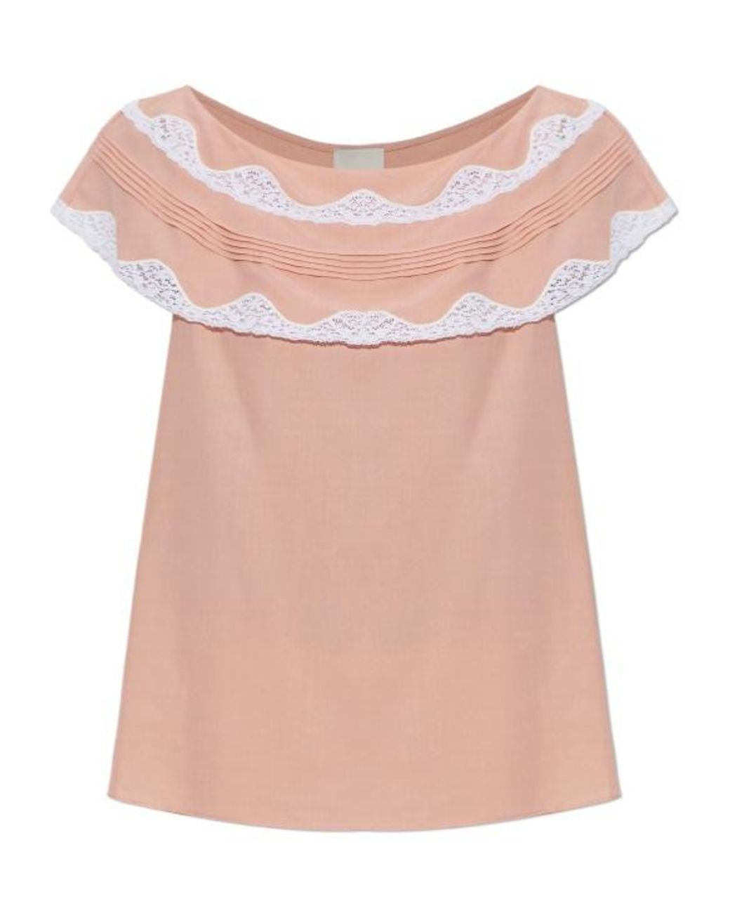 Posse Pink Tabitha Lace Trim Top
