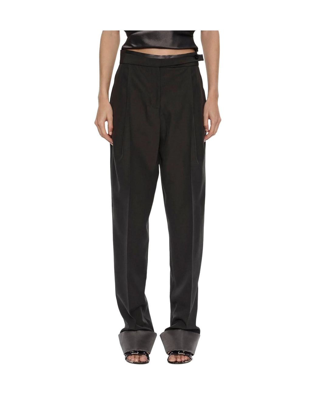 Christopher Esber Black Rowan Sateen-Cuffed Trousers