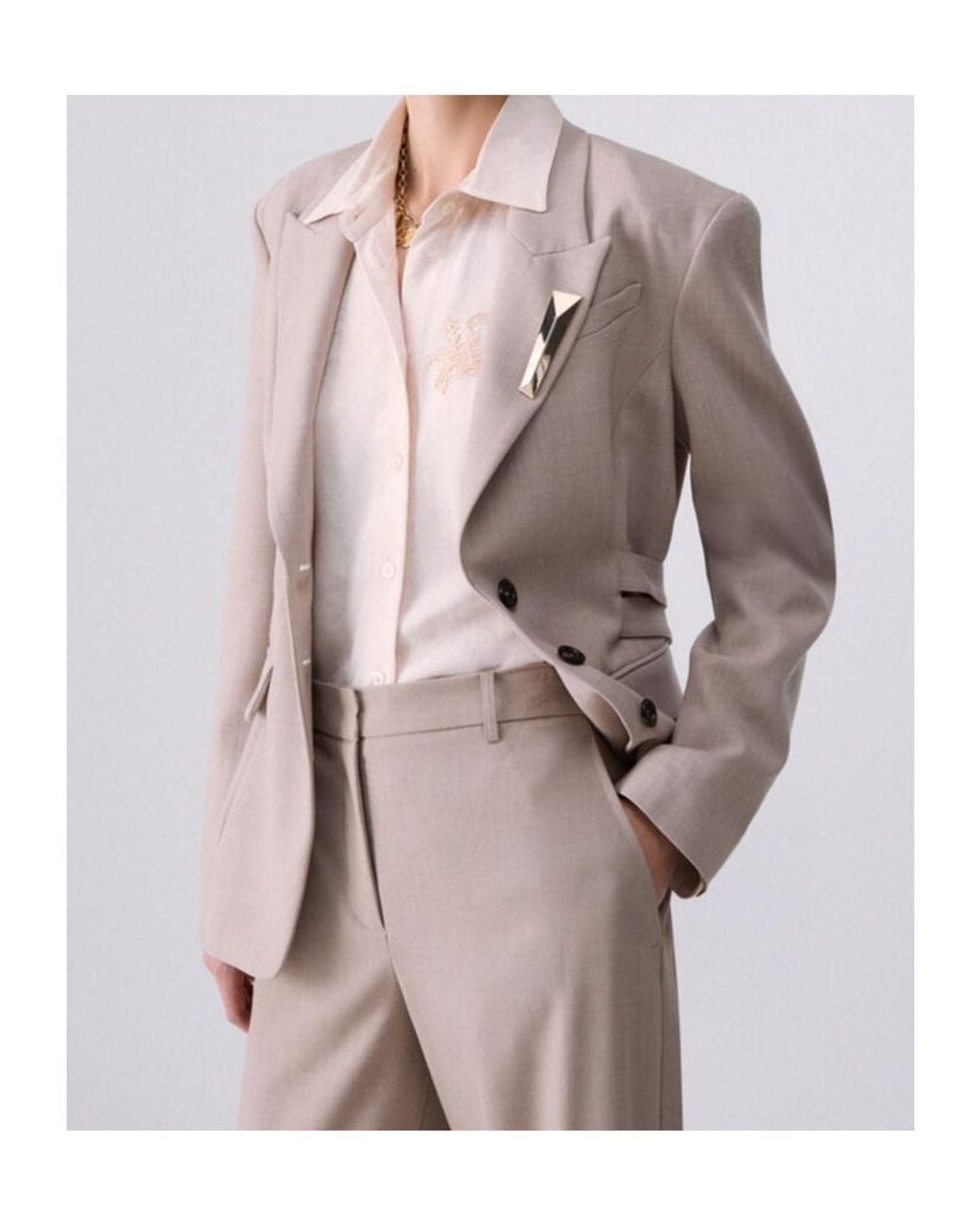 Liu Jo Natural Single-Breasted Suit Jacket