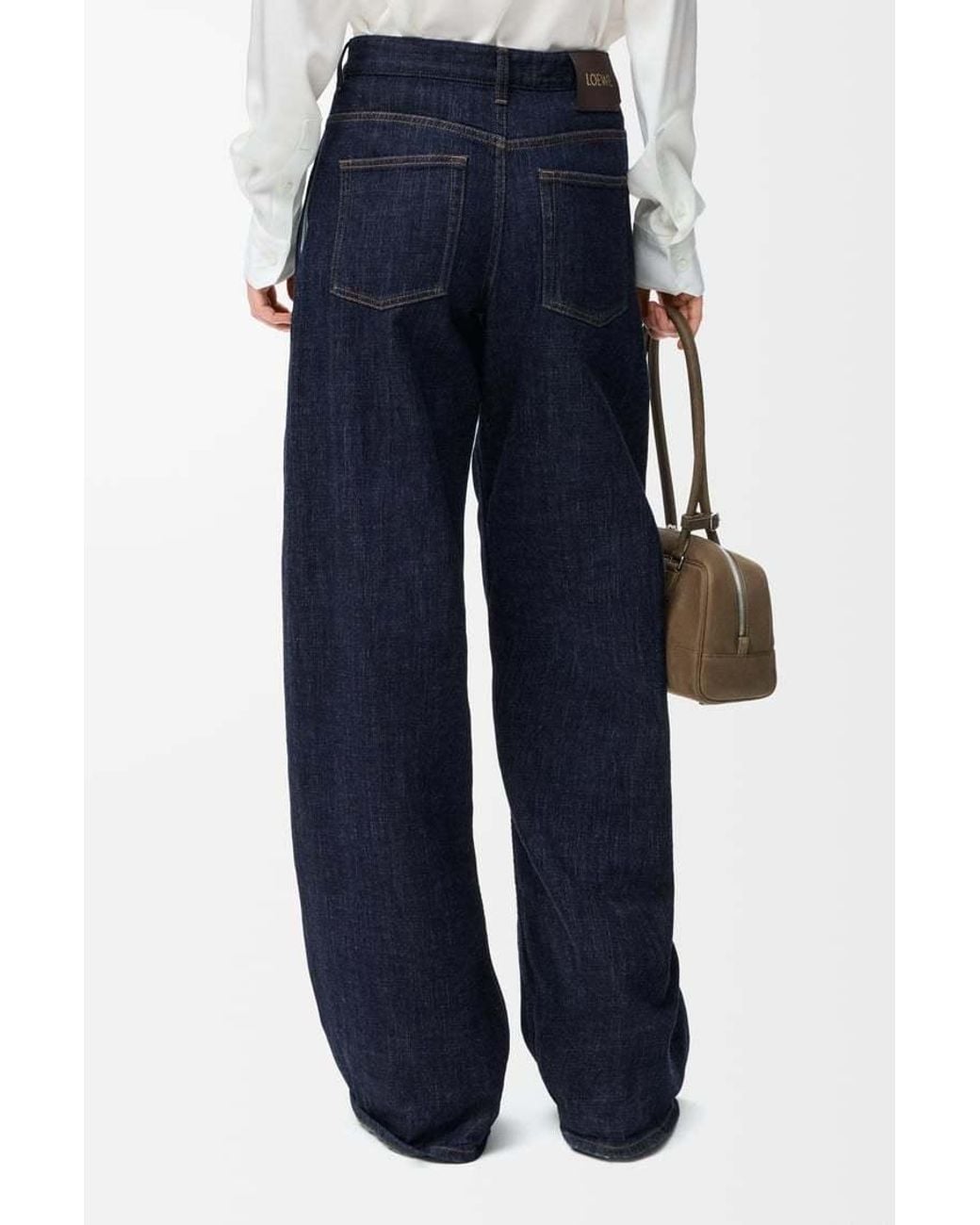 Loewe Blue Logo Patch Wide Leg Jeans