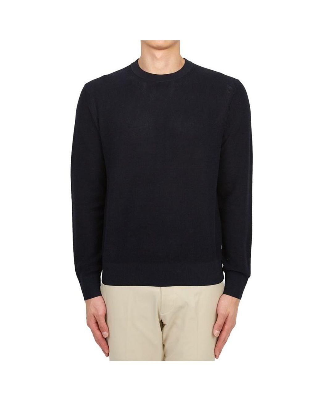 Theory Blue Long Sleeved Crewneck Sweater for men