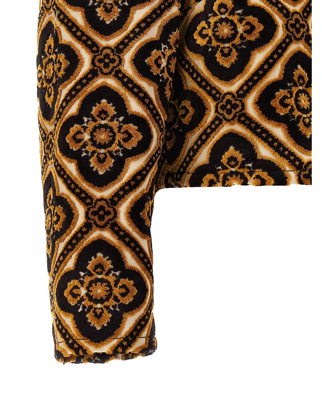 Etro Brown Geometric-Printed Buttoned Cropped Jacket