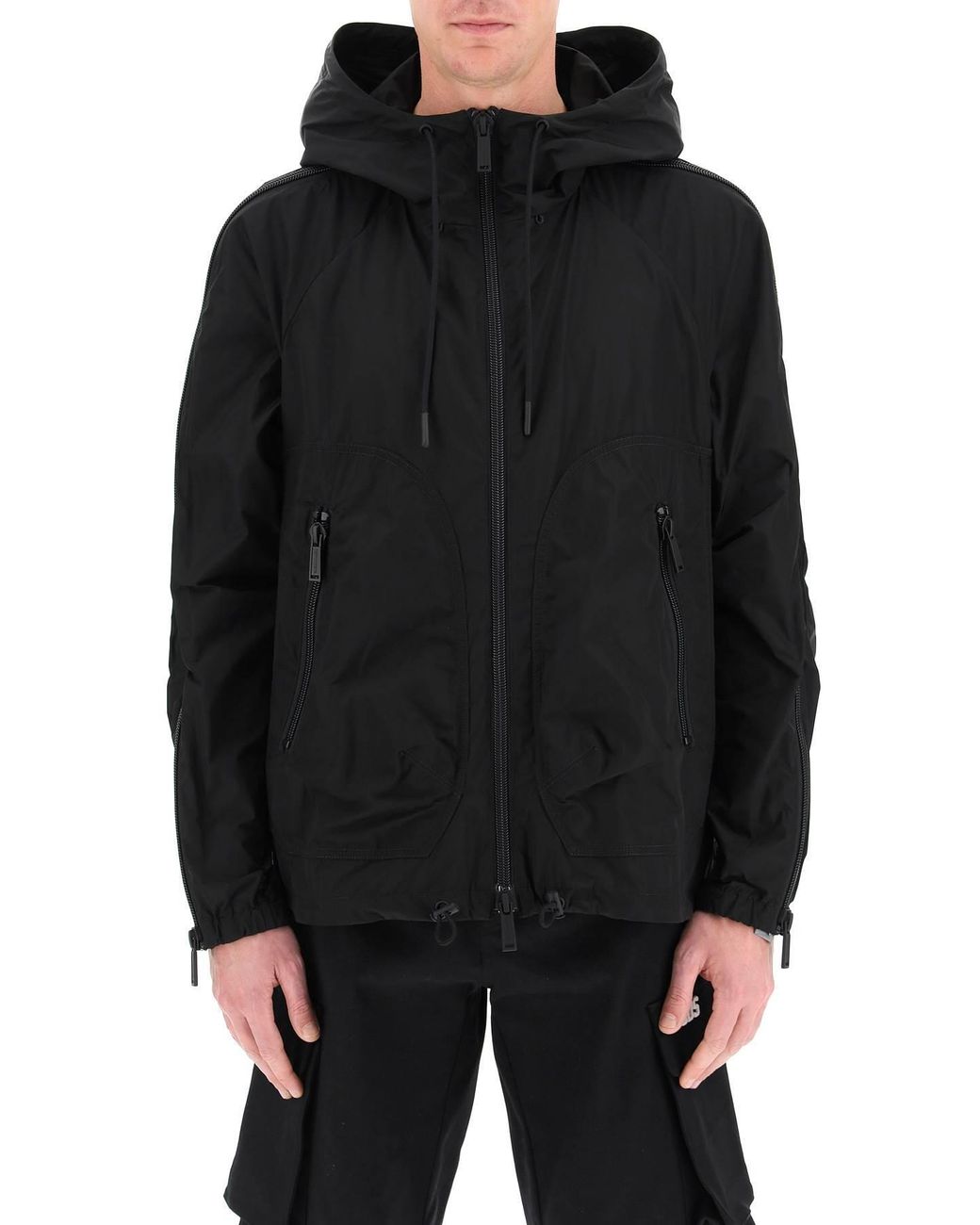 DSquared² Black Zipped-Sleeves Hooded Jacket for men