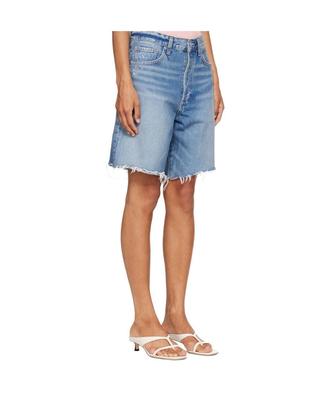 Agolde Blue Belt-Loop Denim Shorts