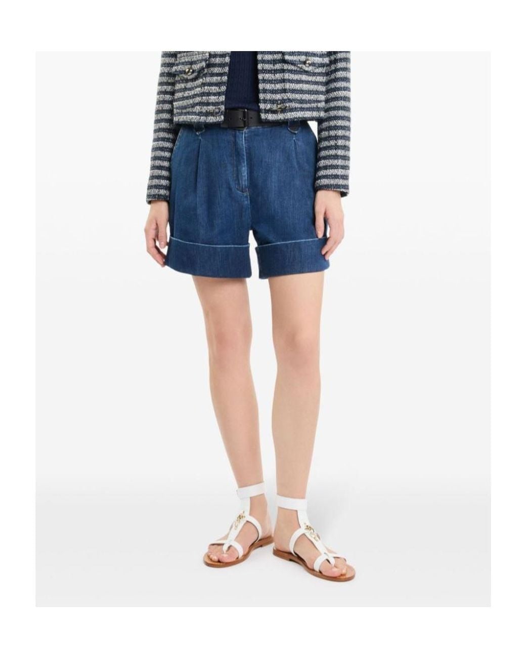 Fay Blue Logo Embroidered Denim Shorts