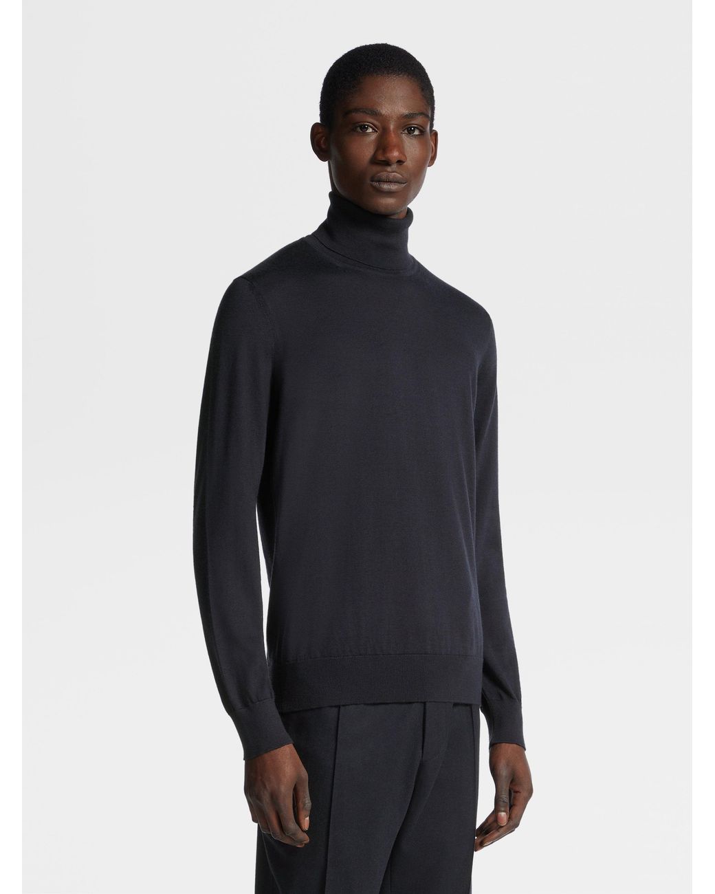 Zegna Blue Cashseta Turtleneck Sweater for men