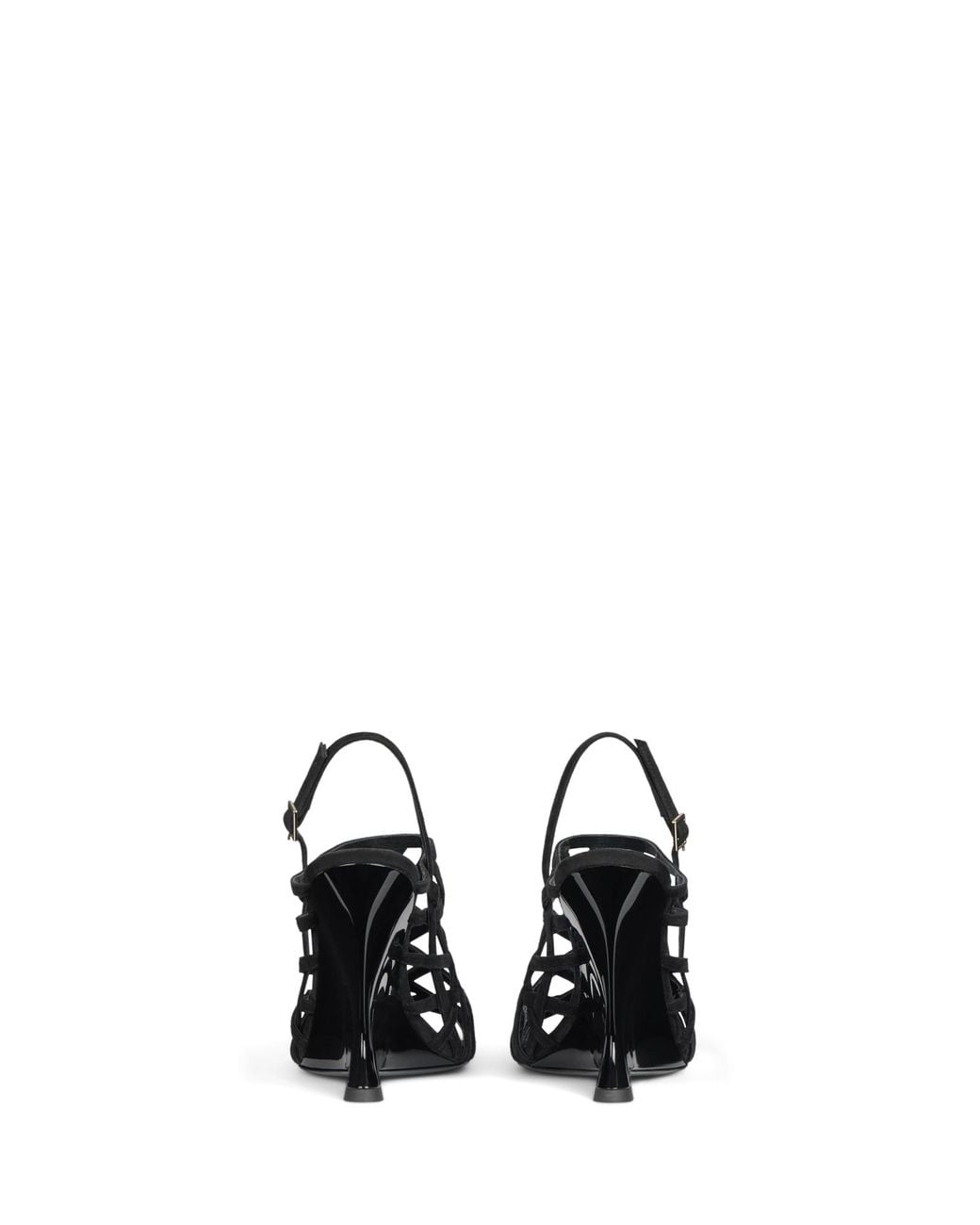 Balmain Black Cutout Wedge Heeled Sandals
