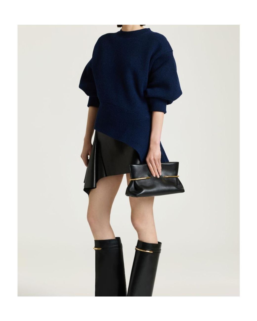Givenchy Blue Asymmetric Long Knitted Sweater