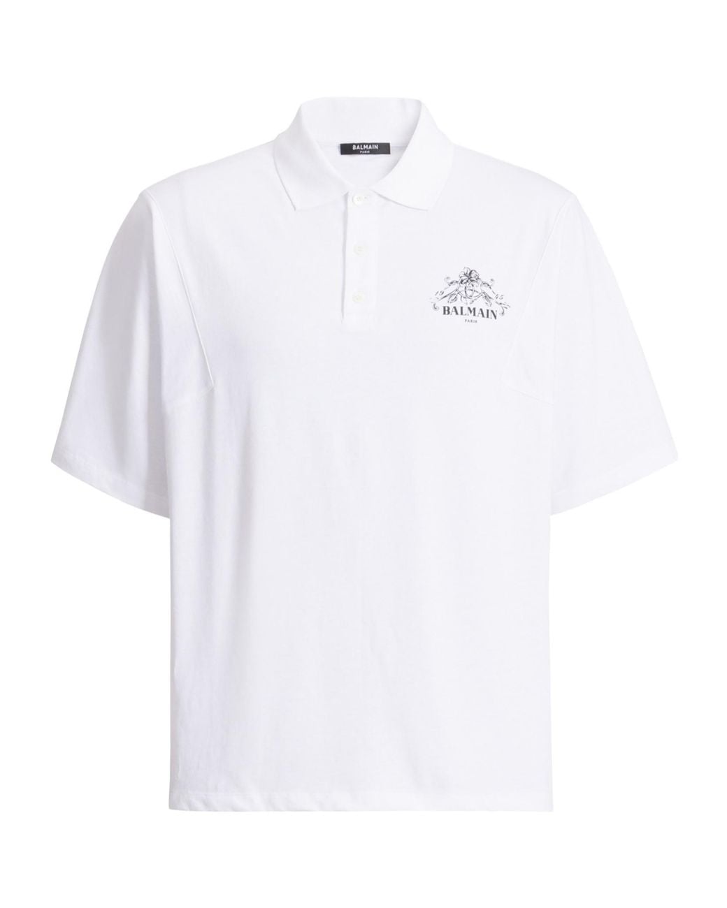 Balmain White Logo-Print Polo Shirt for men