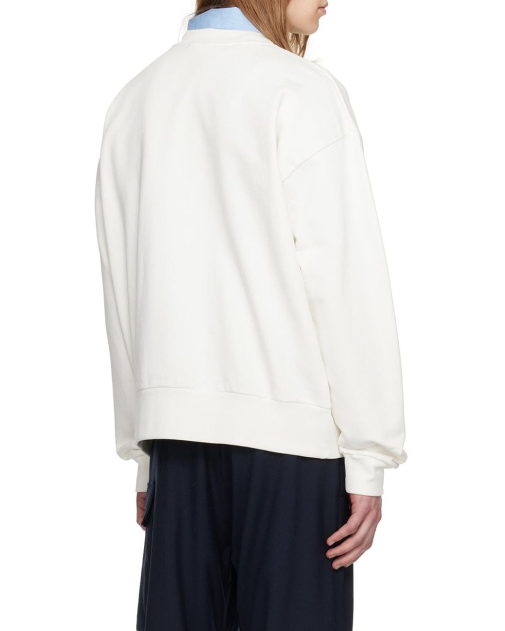 Marni White Logo Printed Crewneck Sweatshirt for men