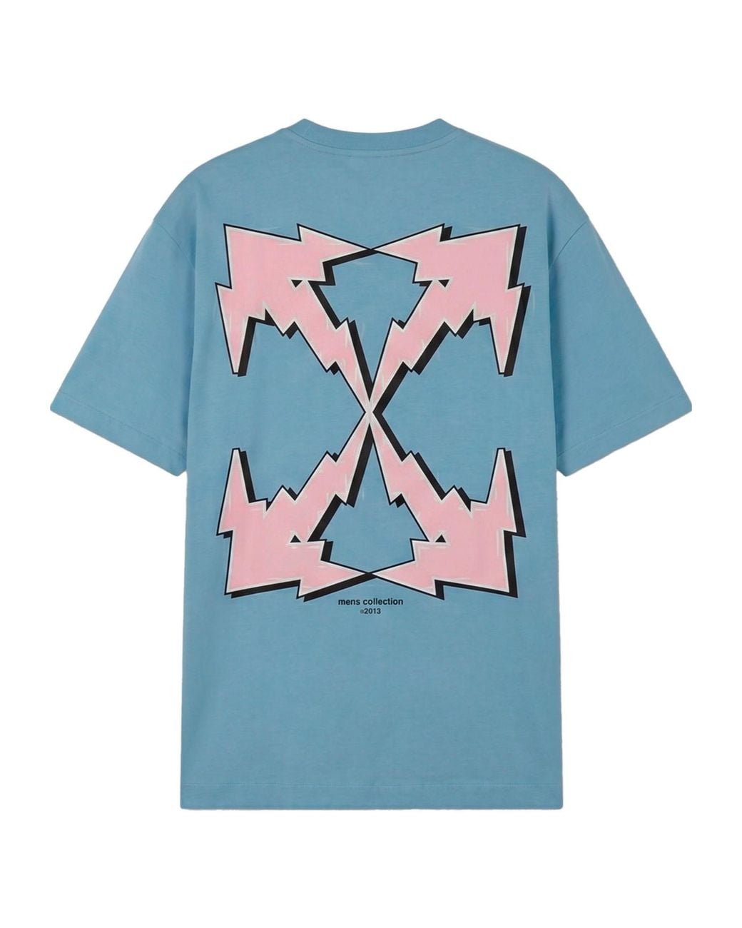 Off-White c/o Virgil Abloh Blue Logo Printed Crewneck T-Shirt for men