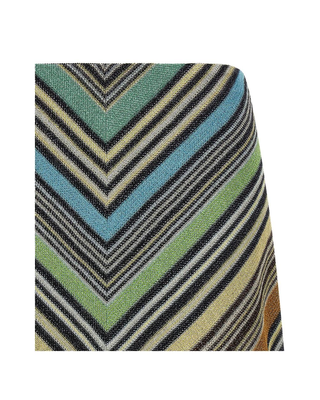 Missoni Green Chevron Lamé Mini Skirt