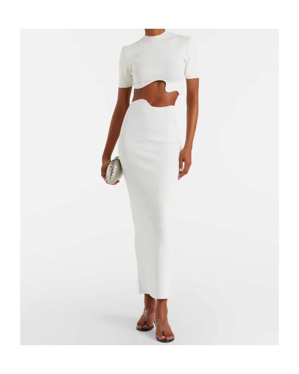 Christopher Esber White Maparadita Jersey Midi Skirt