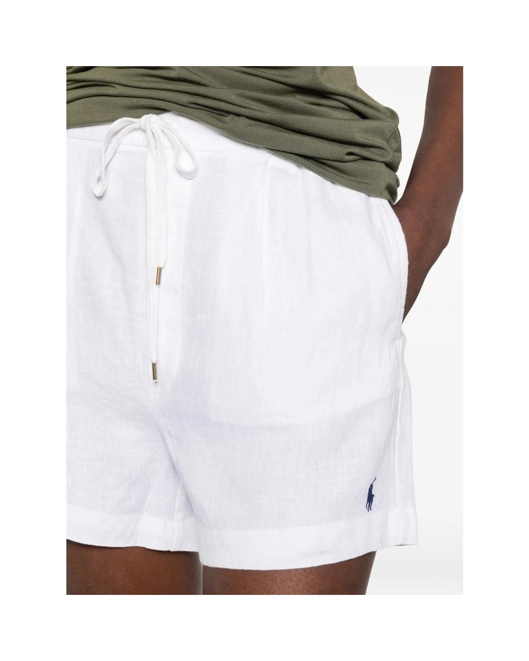 Polo Ralph Lauren White Drawstring Bermuda Shorts