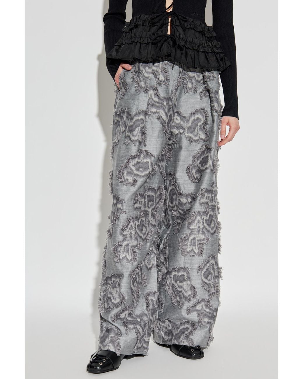 Ganni Gray Vintage Effect Trousers