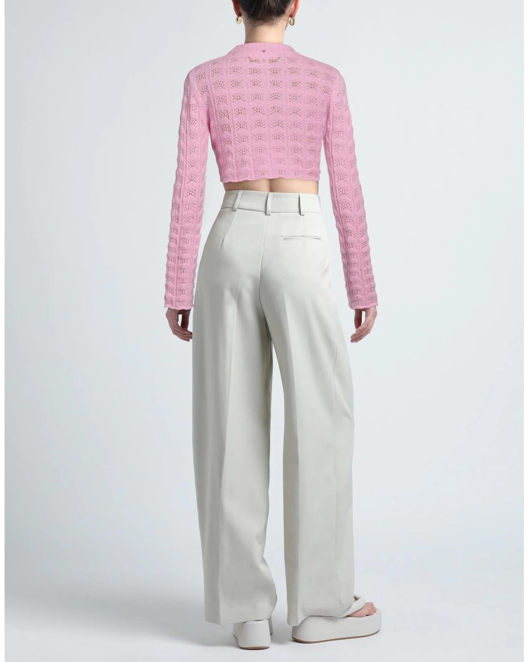 Sportmax Pink Solid-Color Lightweight Long-Sleeve Knit Sweater