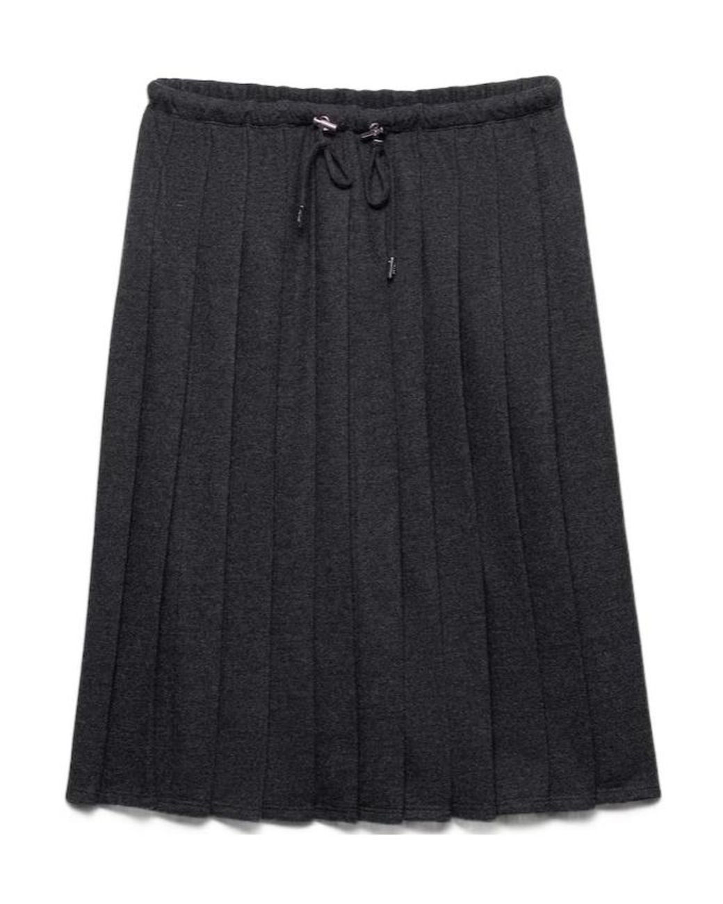 Prada Black Pleated Jersey Skirt