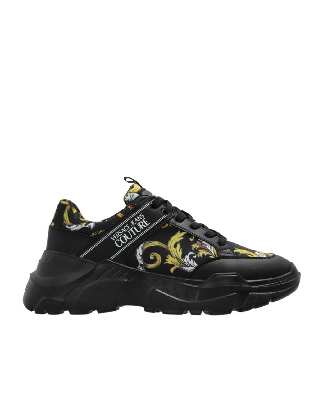 Versace Jeans Black Couture Baroque Print Sneakers for men