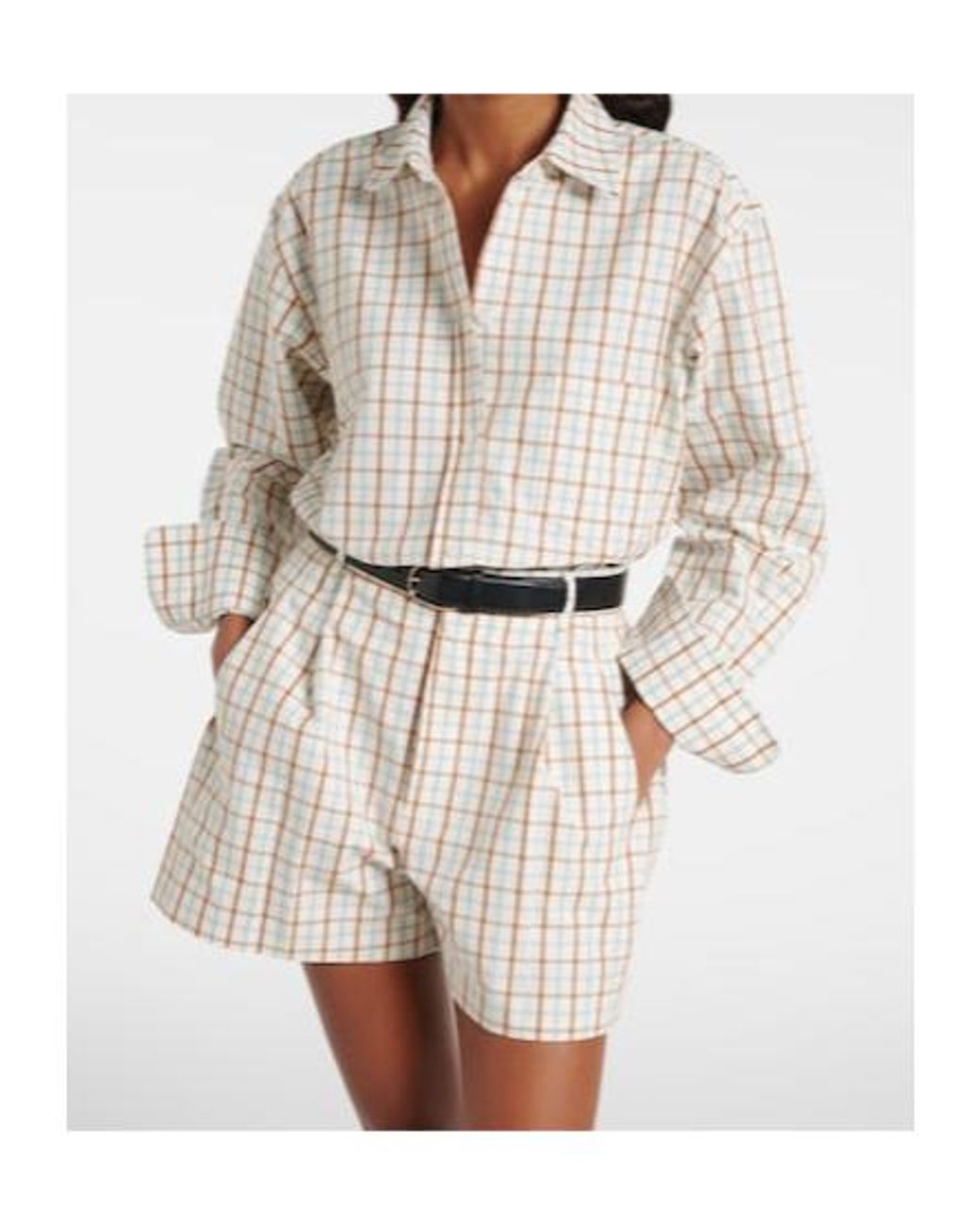 Victoria Beckham White Checked Cotton Shirt