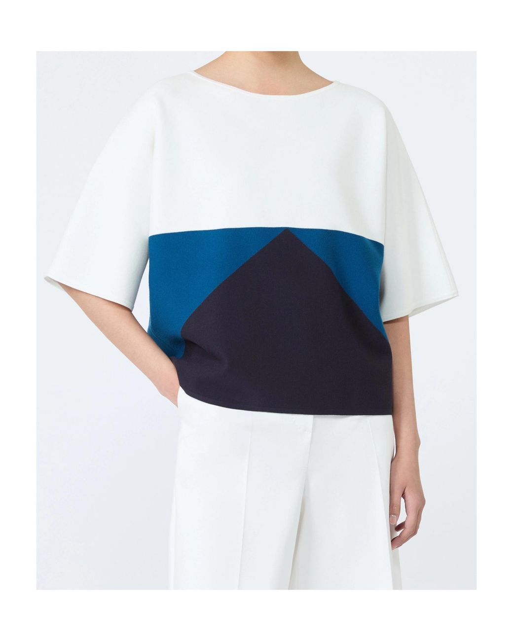 Max Mara Blue Relaxed-Fit Stretch Viscose Sweater