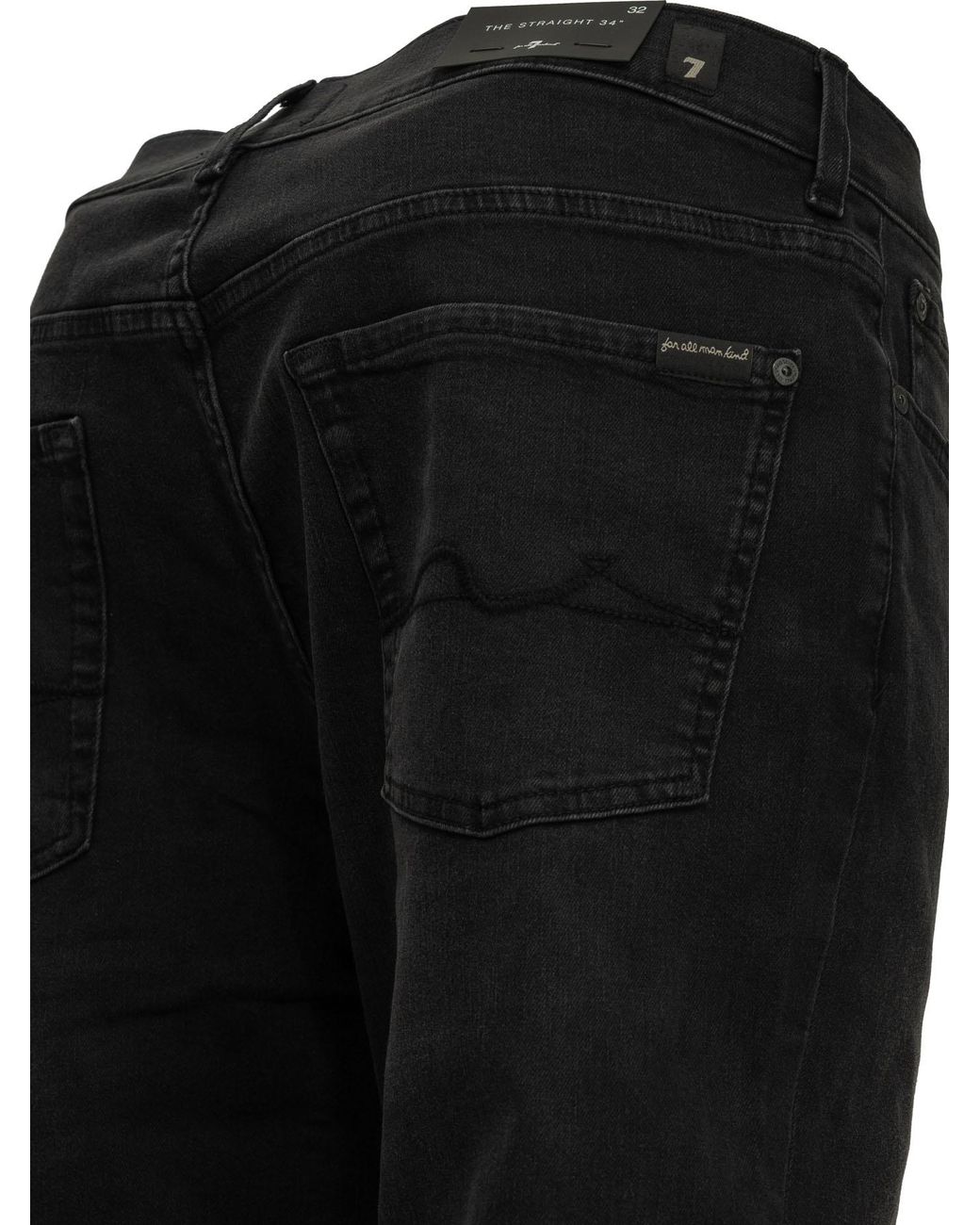 7 For All Mankind Black Slim Fit Faded Jeans for men