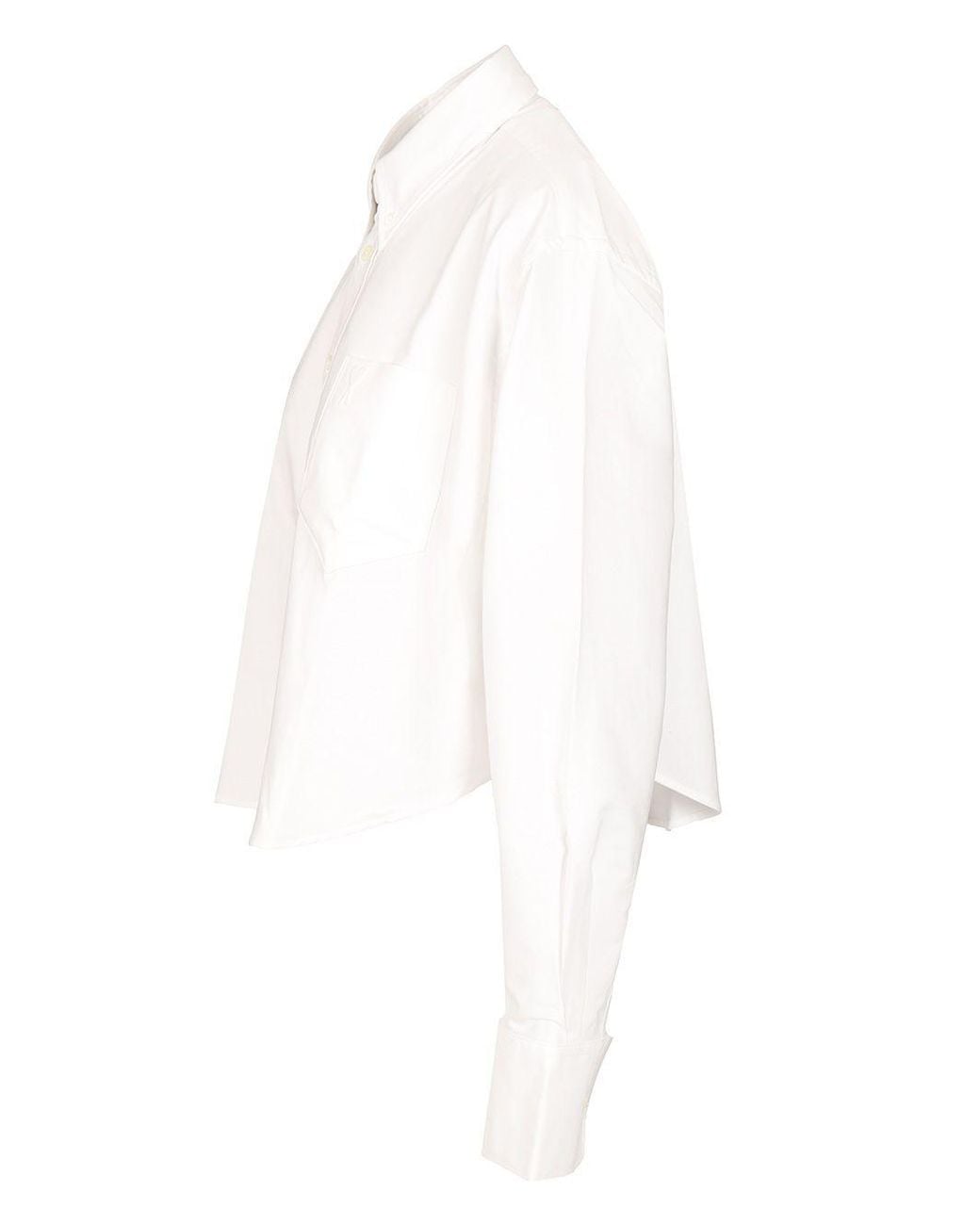AMI White Heart-Embroidered Oxford Shirt