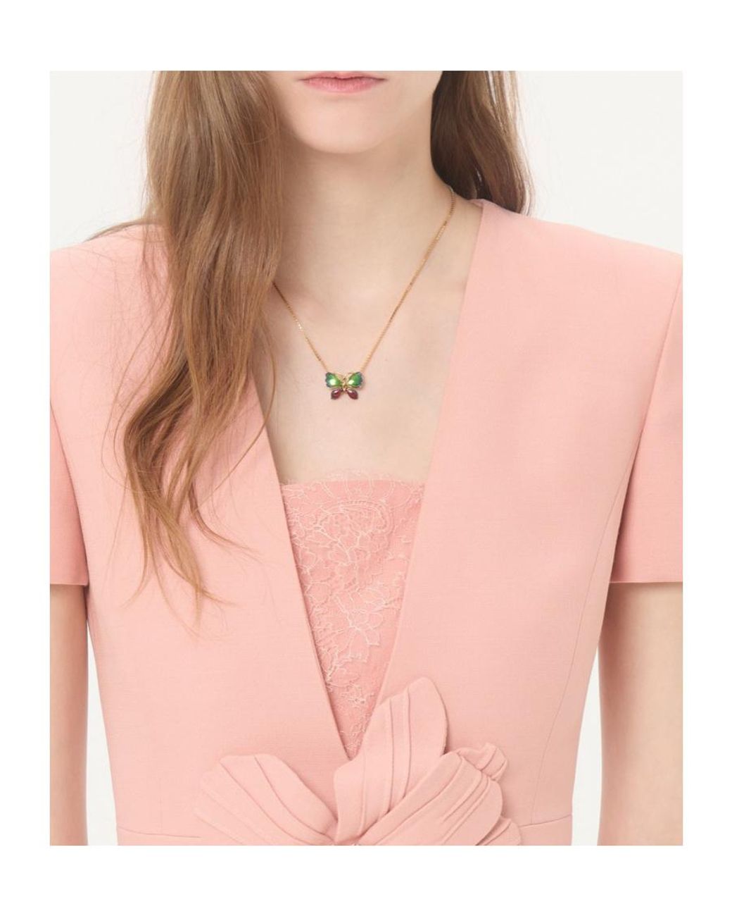 Valentino Pink Floral Appliqué Midi Dress