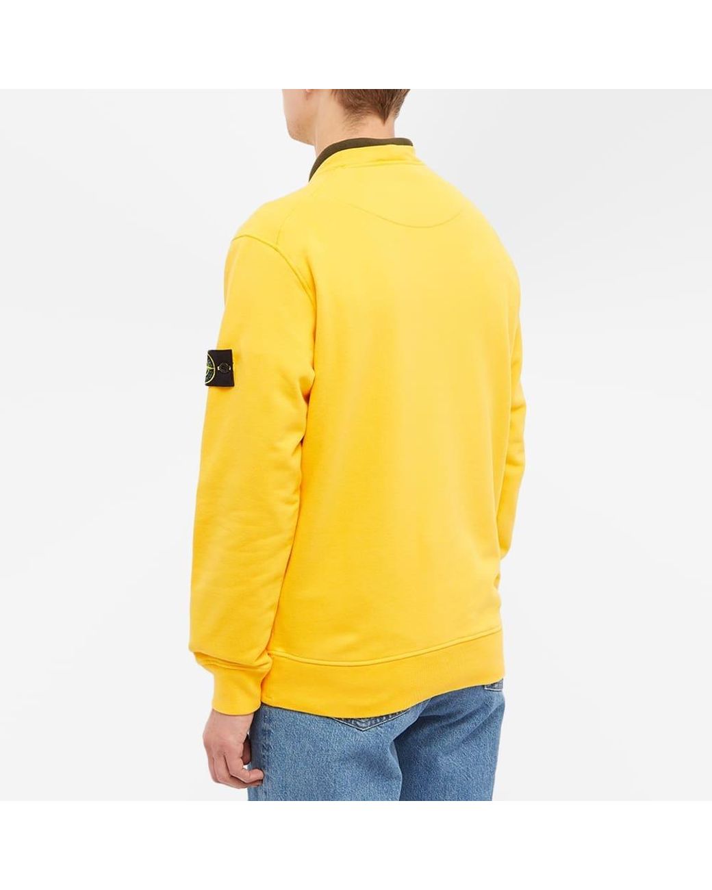 Stone Island Yellow Logo Patch Crew Neck Sweatshirt for men