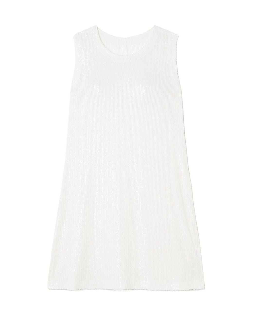 Norma Kamali White Sequined Jersey Mini Dress