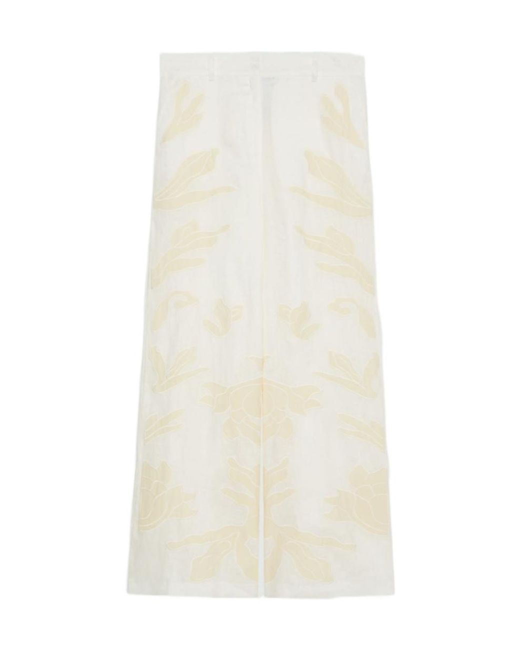 Marella White Embroidered Linen Trousers