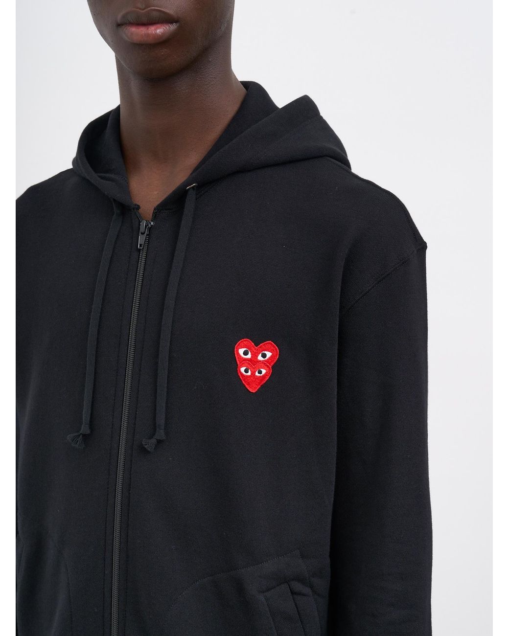 COMME DES GARÇONS PLAY Blue Logo Zip-Up Hoodie for men