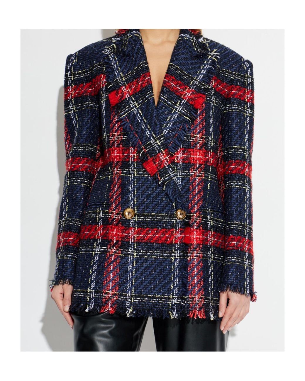 Balmain Blue Tweed Blazer With Lurex Thread