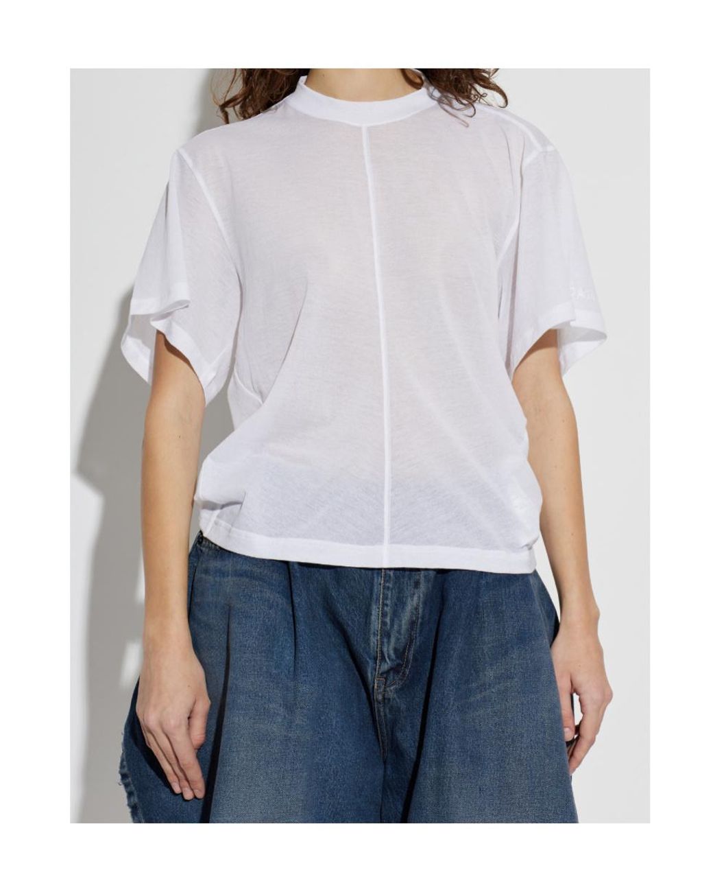 Balenciaga White Asymmetrical Cut T-Shirt