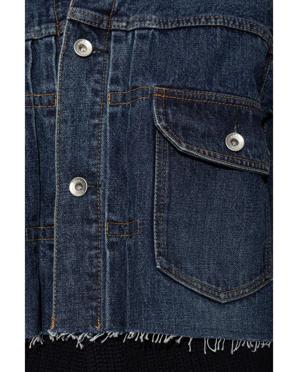 Sacai Blue Cropped Panelled Denim Jacket