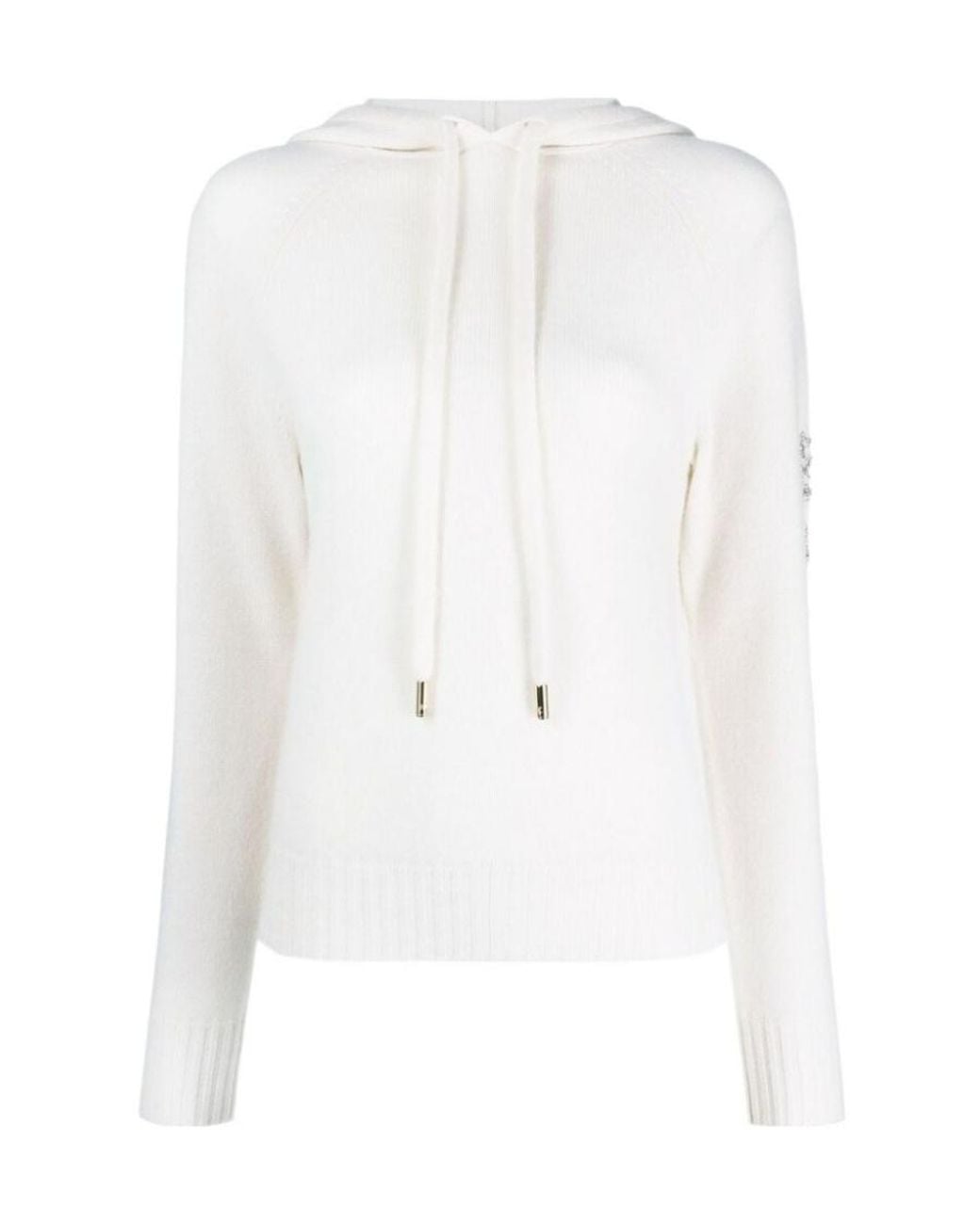 Max Mara White Crystal-Embellished Wool-Blend Hoodie