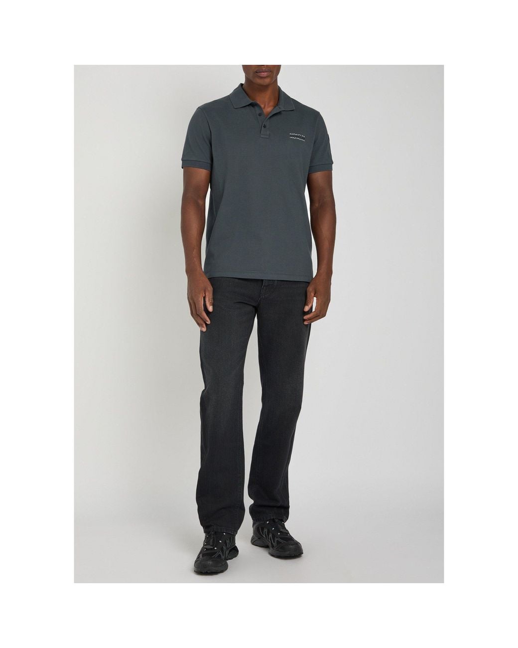 Moncler Blue Cotton Short-Sleeve Polo Shirt for men