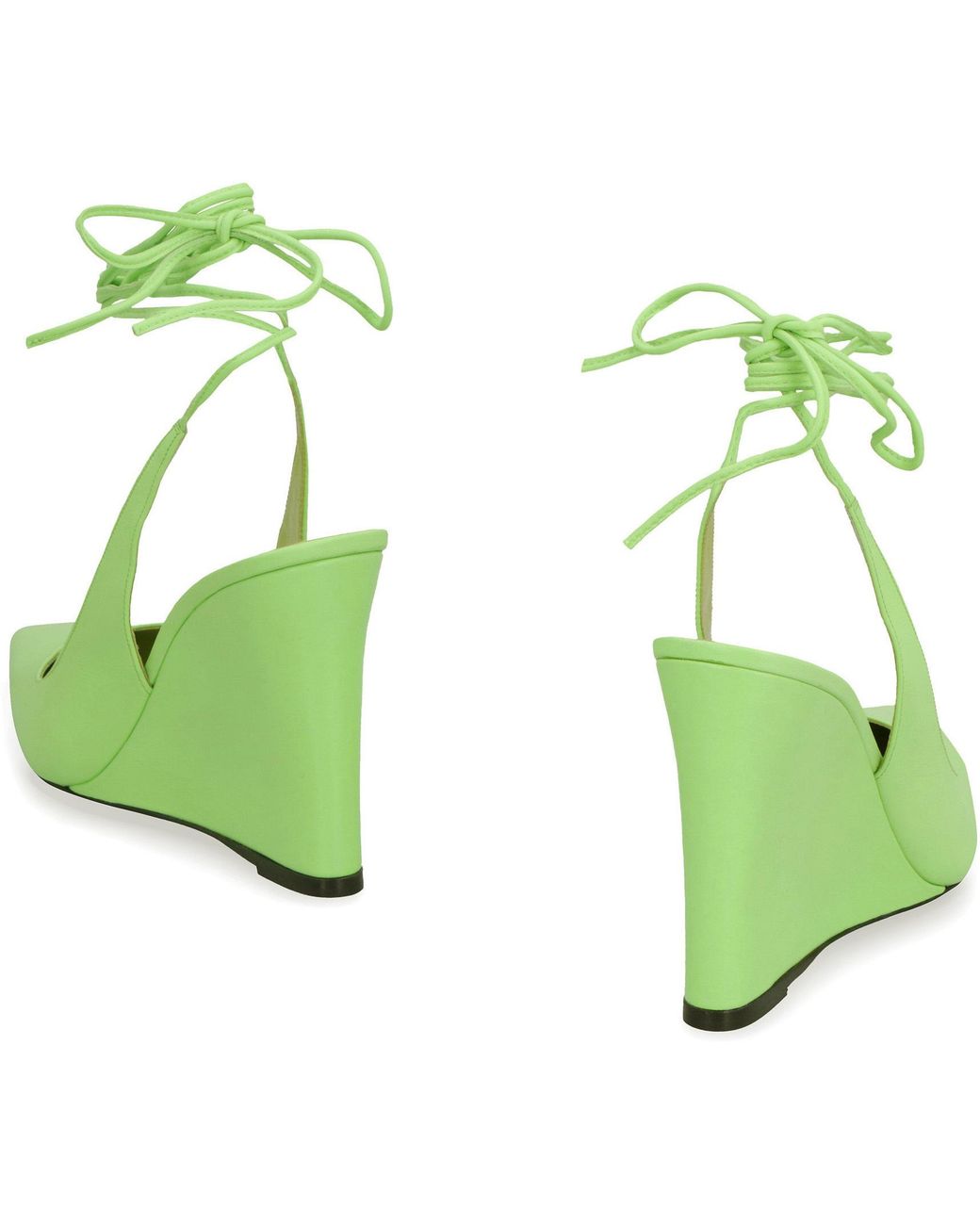 By Far Green Vaughn Tie-Fastening Wedge Pumps