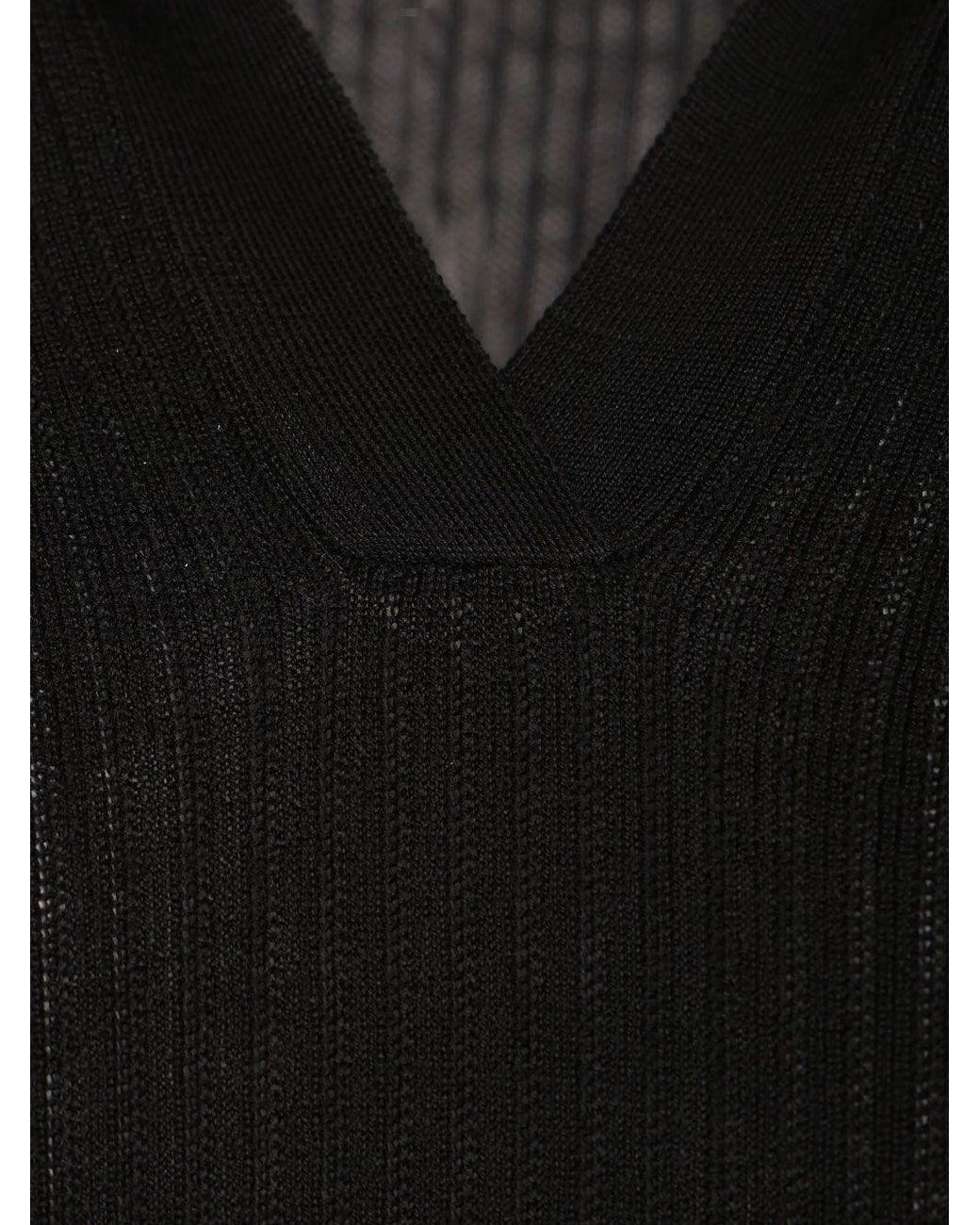Max Mara Blue Gergo Ribbed Polo Knitted Top