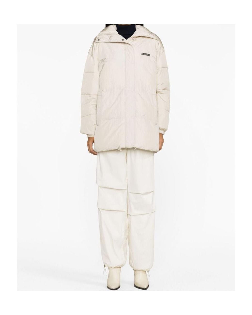 Isabel Marant White Isabel Marant Étoile Logo Patch Drop Shoulder Puffer Jacket