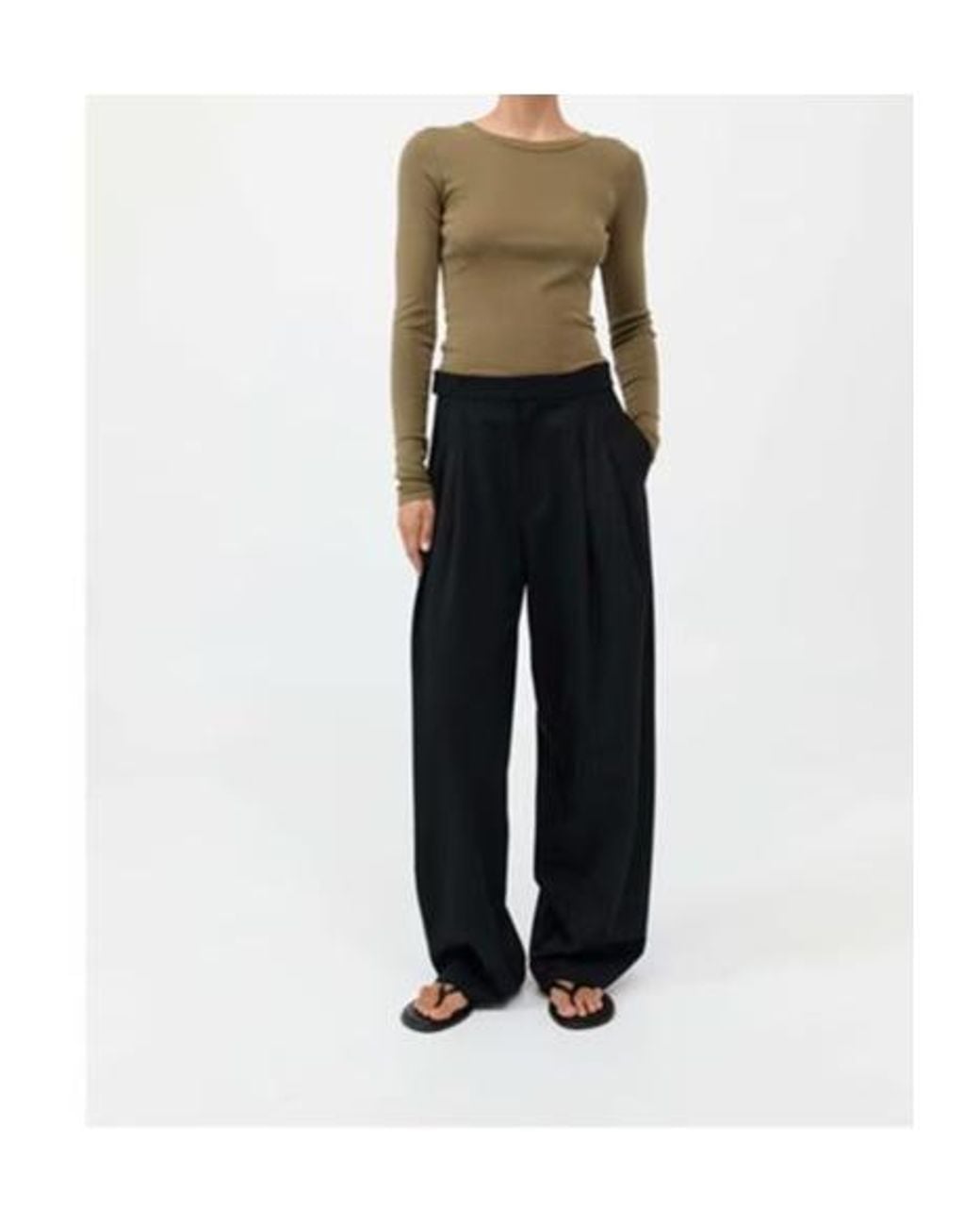 St. Agni Black Wide Leg Pleat Pants