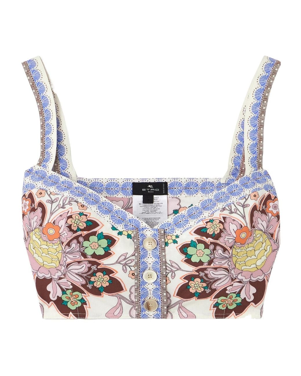 Etro Blue Fresh Floral Crop Top