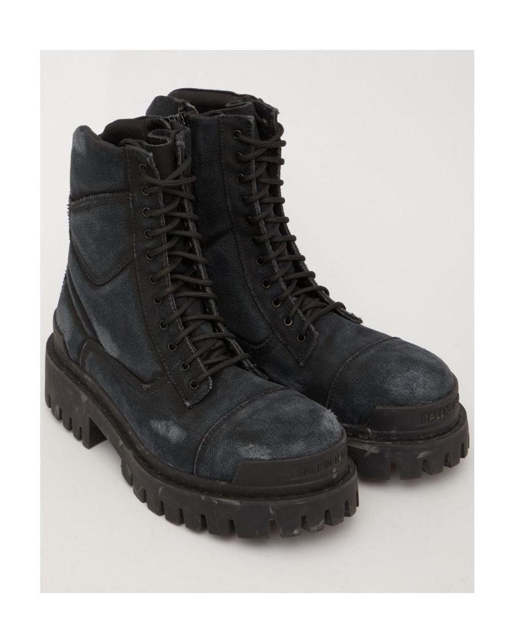 Balenciaga Black Worn-Out Effect Combat Boots for men