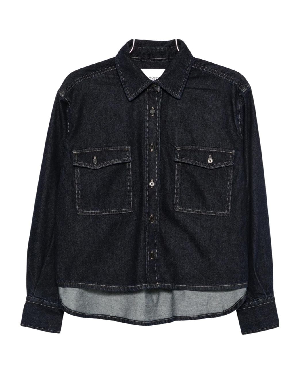 Closed Black Single-Breasted Denim Shirt