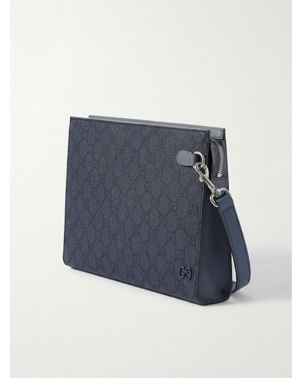 Gucci Blue Monogram Zip Wristlet Bag for men