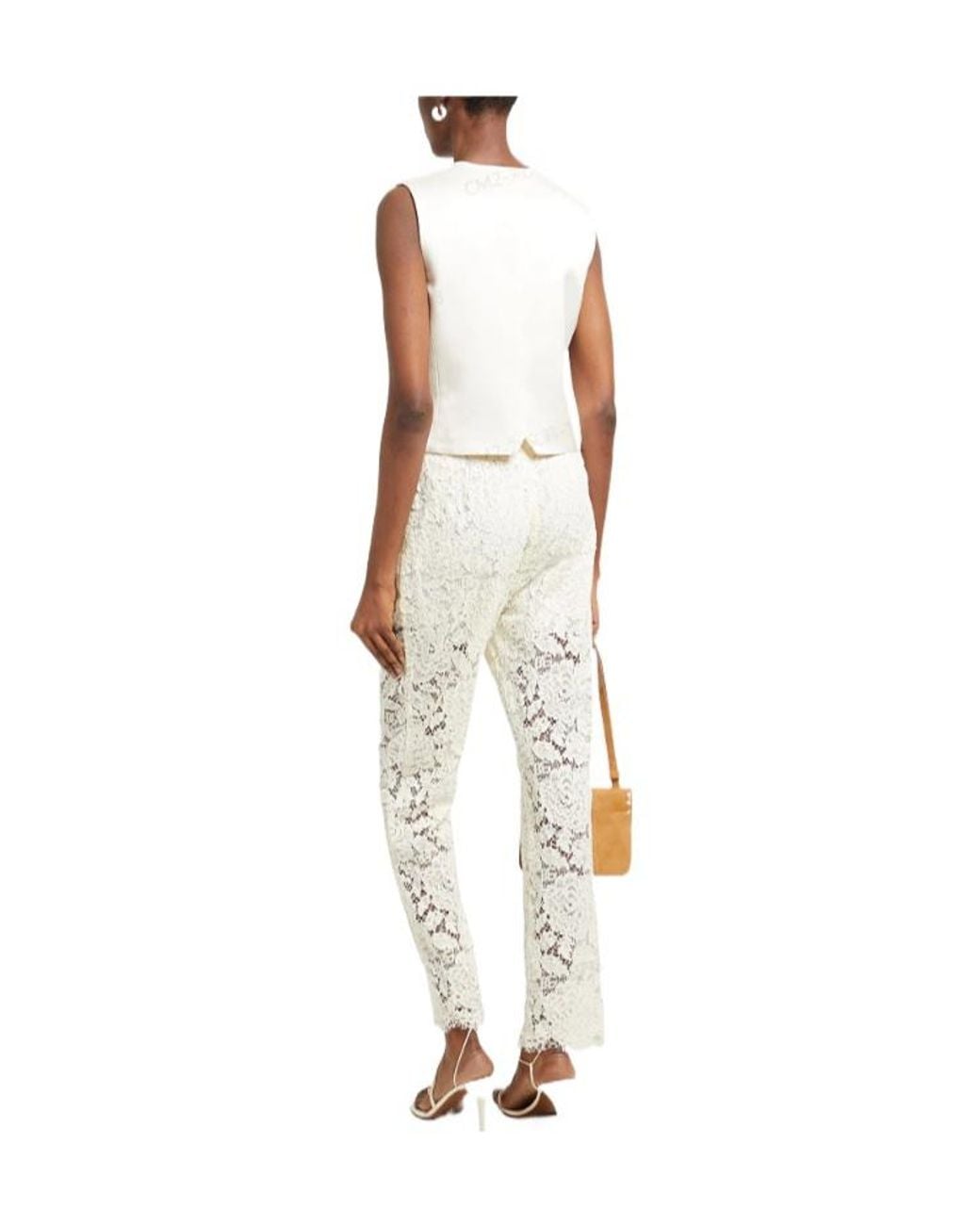Dolce & Gabbana White Solidcolor Lace Trousers