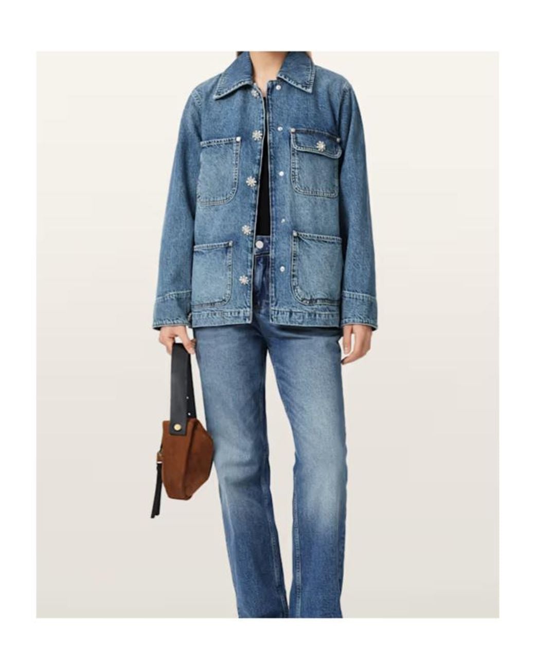AllSaints Blue Denim Oversized Bex Jacket