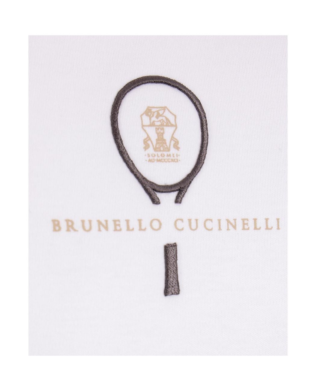 Brunello Cucinelli White Logo-Print Cotton T-Shirt for men