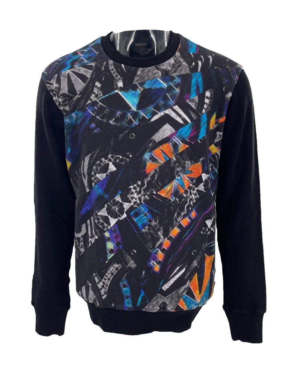 Just Cavalli Blue Round-Collar Long-Sleeve Hoodie for men