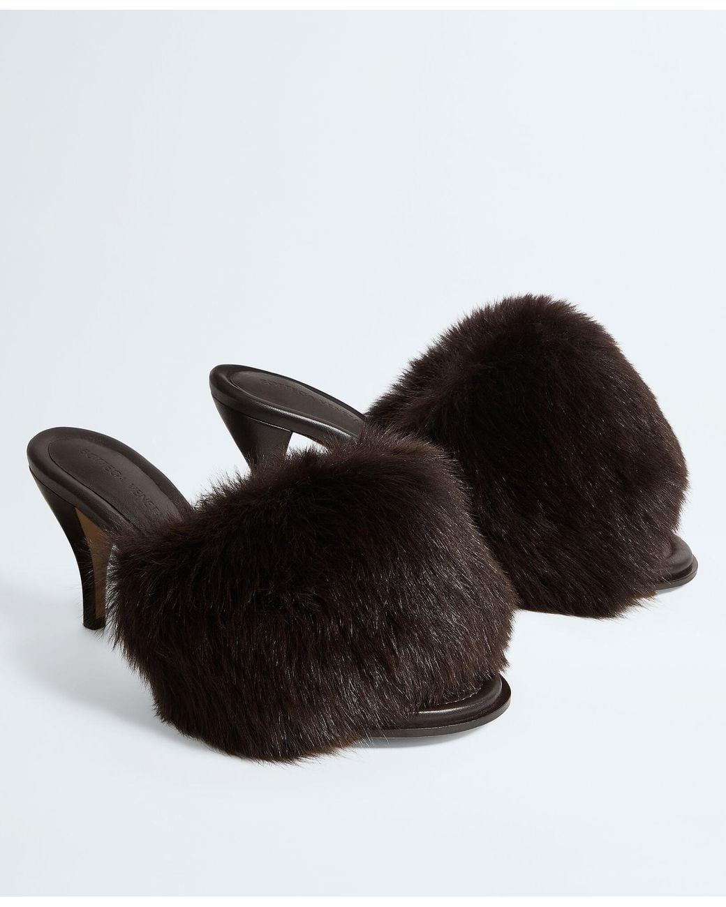 Bottega Veneta Black 75Mm Cherry Shearling &Amp; Leather Mules